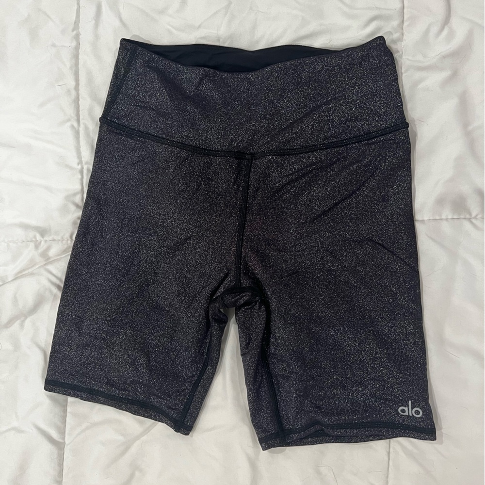 SMALL ALO Sparkly Black Bike Shorts